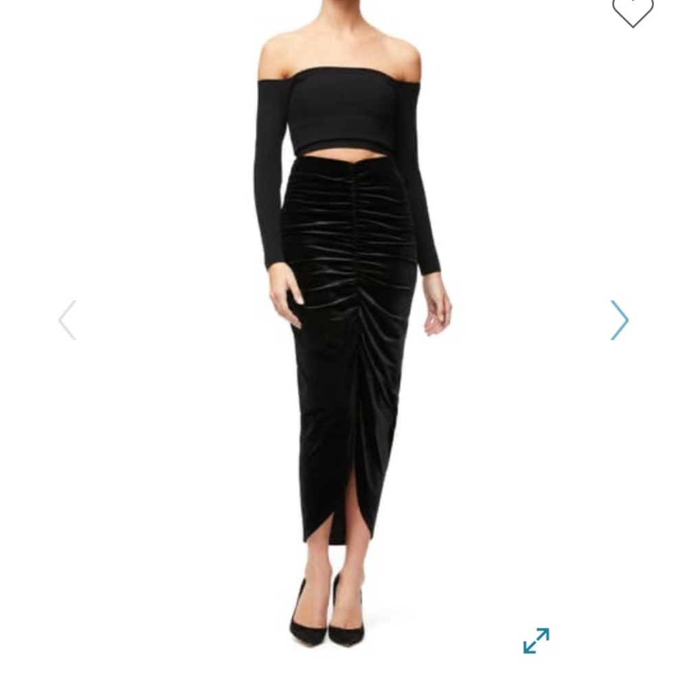NWT Good American Ruched Velvet Skirt size 5/2XL